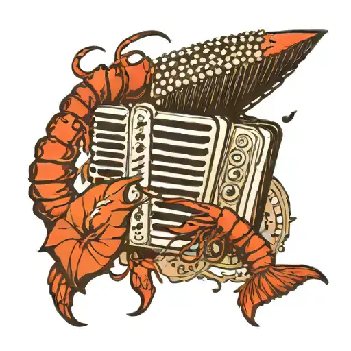 Accordion, Crawfish, Tears on the Bayou tattoo design idea