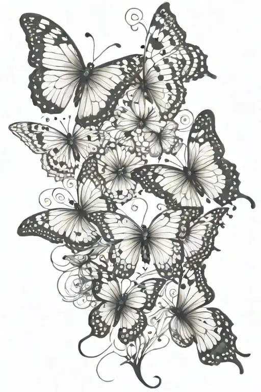 fading butterflies leading up to a more visible butterfly   tattoo design idea