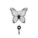 a butterfly with a semicolon, safety pin, tree,  tattoo design idea