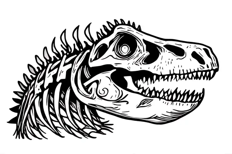 Dinosaur skeleton with nordic tattoo design idea