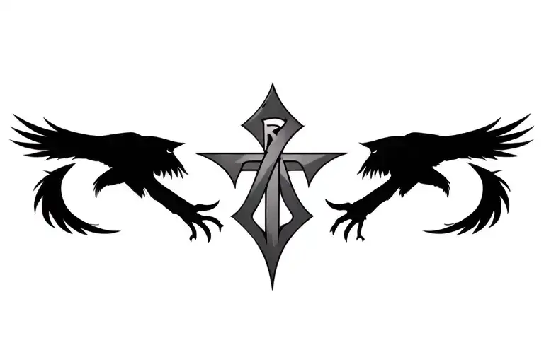 runes tattoo featuring ravens tattoo design idea