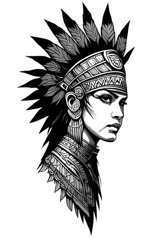 aztec warrior princess tattoo design idea