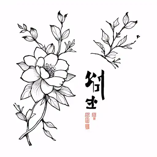 Generate a few tattoos in which Japanese, Chinese and also Korean styles with Dacon and flowers should be displayed tattoo design idea