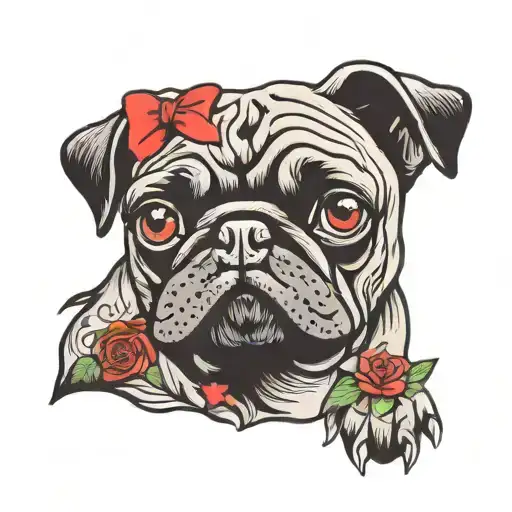 black pug dog tattoo design idea