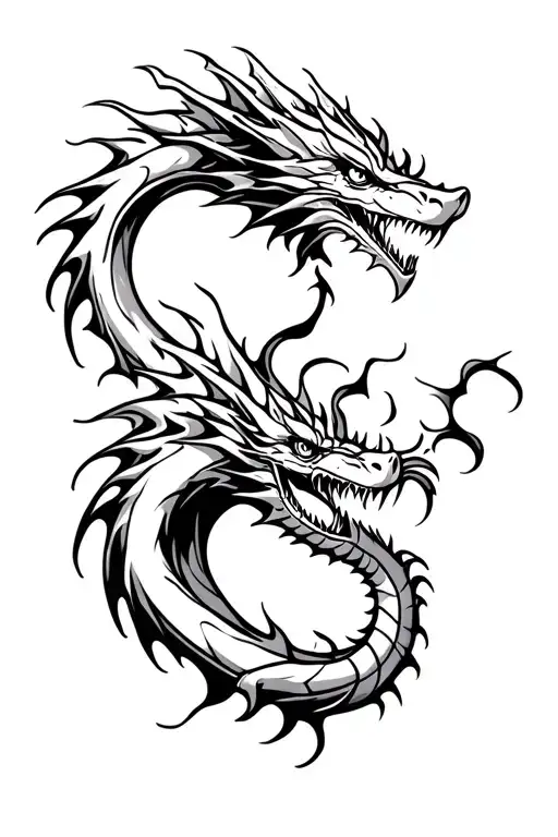 dragon fire smoke tattoo design idea