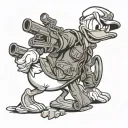 Donald Duck with a gun pointed at the viewer tattoo design idea