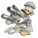 Donald Duck with a gun pointed at the viewer tattoo design idea