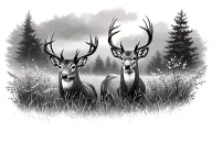 two deer in a field one buck and one doe tattoo design idea