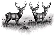two deer in a field one buck and one doe tattoo design idea
