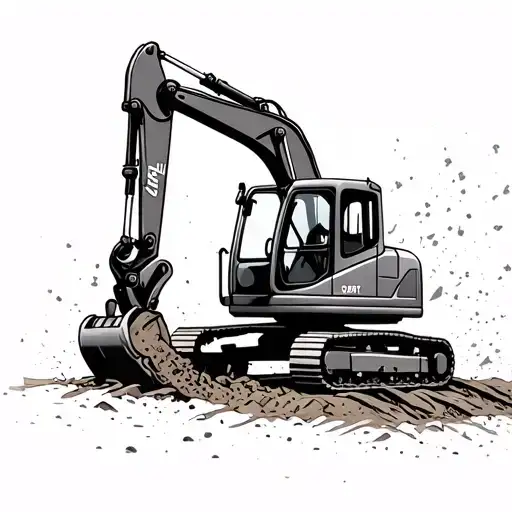 excavator digging tattoo design idea