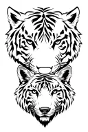 three animal (tiger head, wolf head and bear head) on top of each other tattoo design idea