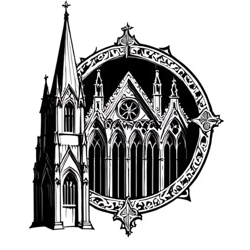 gothic cathedral steeples church tattoo design idea