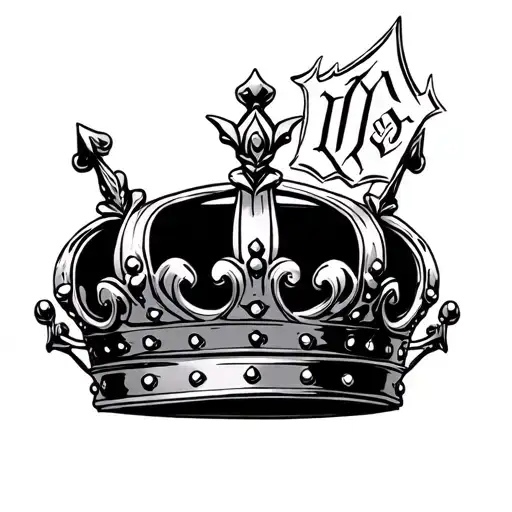 kings crown with initials SW tattoo design idea