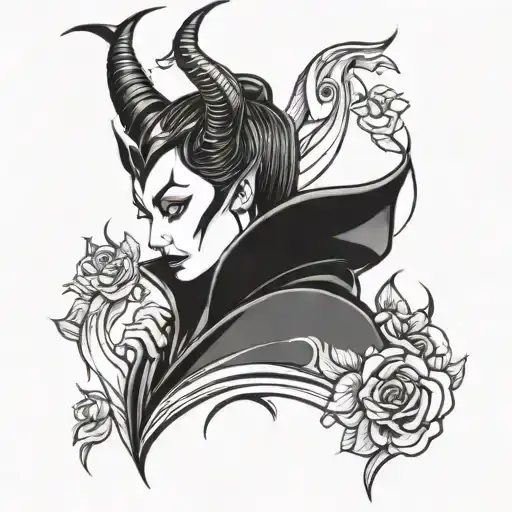 maleficent crying holding would hair down with her horns out  tattoo design idea