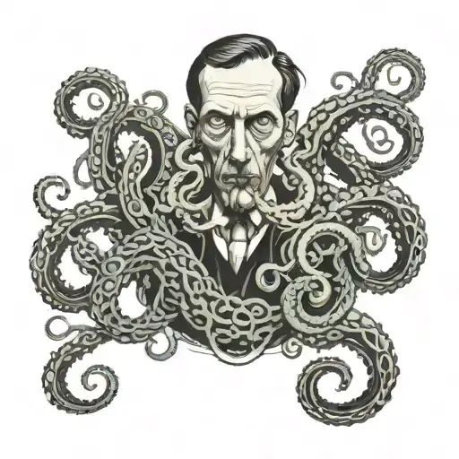 h.p. lovecraft horror tentacles tattoo design idea