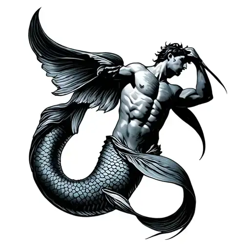 Merman tattoo design idea