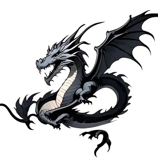 dragon flying tattoo design idea