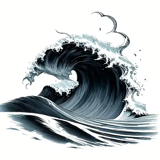 waves, surfing wave, coffee beans tattoo design idea