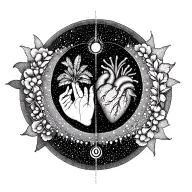 alignment of mind, heart, and body intuition (gut feeling), each represented by one symbol. circle around all tattoo design idea