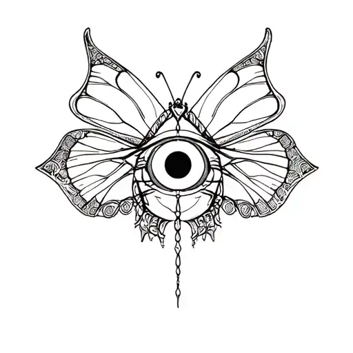 evil eye butterfly protection  tattoo design idea