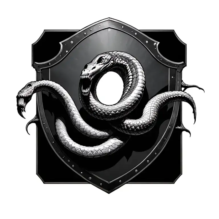slitherin sheild and voldermort dark mark merged tattoo design idea