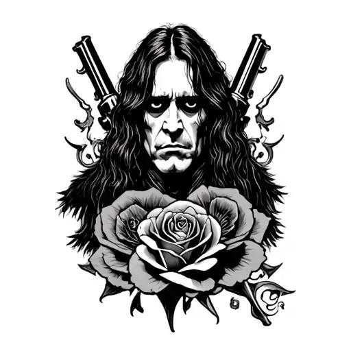 guns and roses  and ozzy osbourne  tattoo design idea