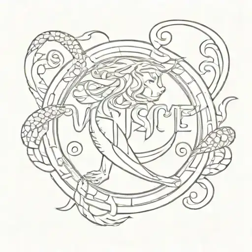 gangster Versace logo no snakes tattoo design idea