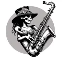 voodoo doll playing sax tattoo design idea