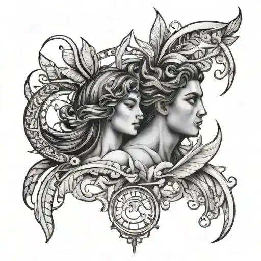 virgo and aquarius tattoo design idea