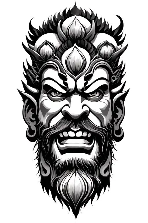 10 Head Ravana Tattoo Arranged 10 Heads tattoo design idea