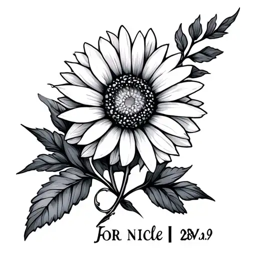 A tattoo for my niece Eva with an aster flower and the numbers 28.9 in Roman numerals geometric tattoo design idea