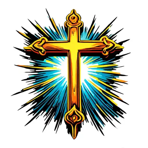 Religious Cross in Sunlight tattoo design idea