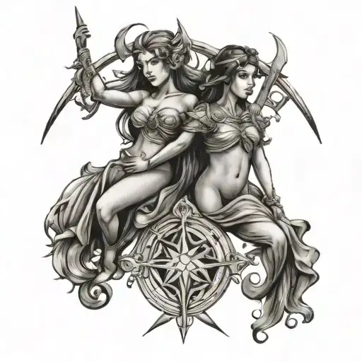 Gemini, Sagittarius, Sagittarius sign combined zodiac signs Virgo tattoo design idea