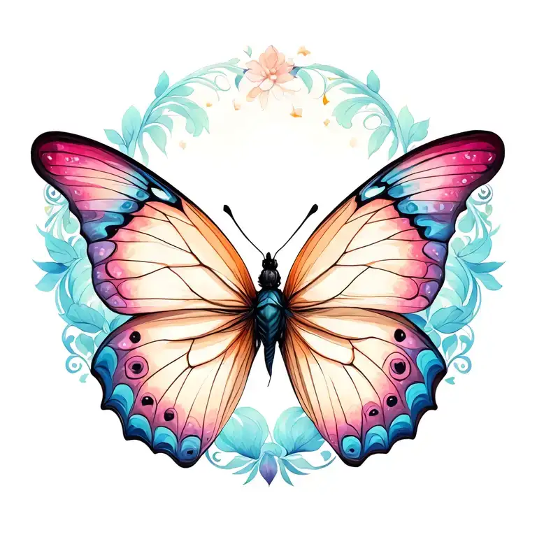 I want a butterfly tattoo for the back of my neck, I want it the size of my palm. I want it to be free and mystical and  tattoo design idea