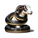 Snake coiled around sheep body tattoo design idea