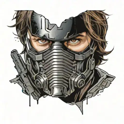marvel winter soldier in half face mask tattoo design idea