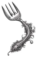 fancy fork tattoo design idea