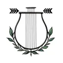 A lyre, an arc with an arrow, of the bay leaf, the word ραφαήλ must appear, all in a single symbol to signify tattoo design idea