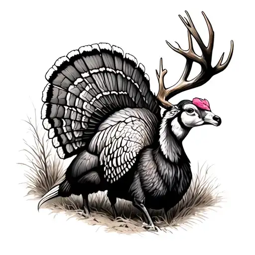 deer and turkey tracks tattoo design idea