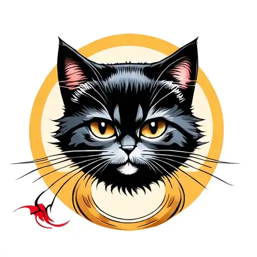 samurai kitty tattoo design idea