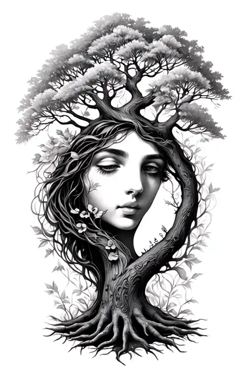 dedicated to mother tree tattoo design idea