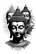 3 faces Buddha surrounded tattoo design idea