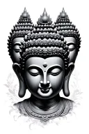 3 faces Buddha surrounded tattoo design idea