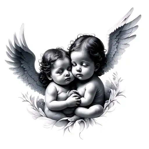 2 Baby Angels tattoo design idea
