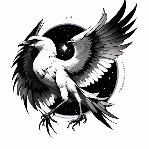 icarus Pleiades and pheonix bird tattoo design idea