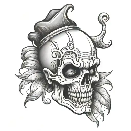 half skull half clown tattoo design idea