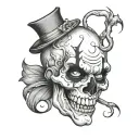 half skull half clown tattoo design idea
