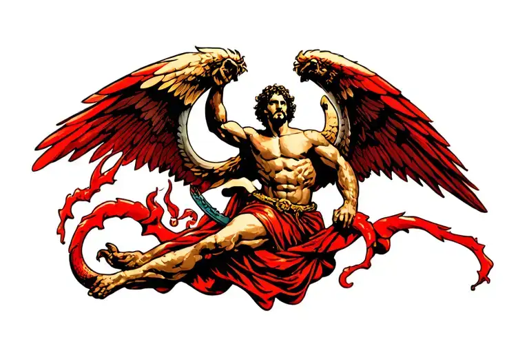 saint Michael killing satan tattoo design idea