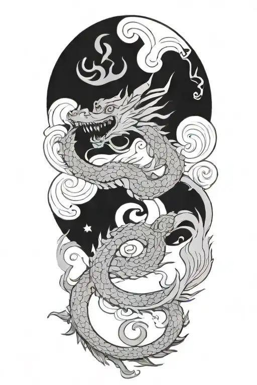 dragon, aum, music, novelist, buddhist tattoo design idea