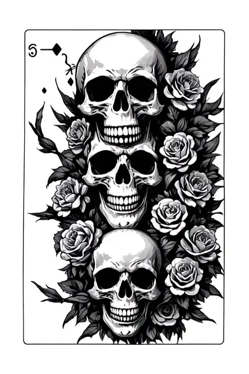 laugh now cry later skulls tarot carde tattoo design idea
